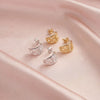 Silver Earrings Geometric Pattern Gold Inlaid Cshaped Light Luxury Niche Highend