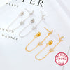 Silver 925 Earrings Star Moon Tassel Diamond Electroplated Design For Women