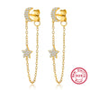 Silver 925 Earrings Star Moon Tassel Diamond Electroplated Design For Women