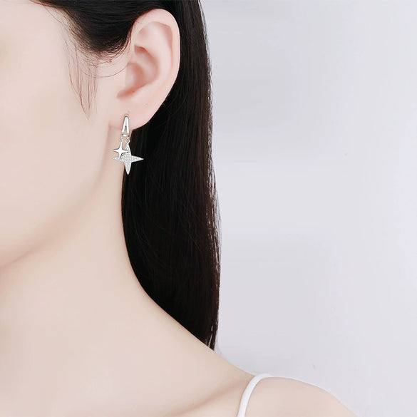 925 Silver Earrings With Star Design And Electroplating Process