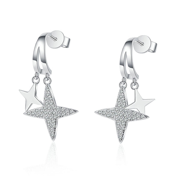 925 Silver Earrings With Star Design And Electroplating Process