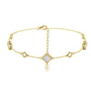 Silver Electroplated Four Leaf Clover Flower Double Layer Anklet For Women