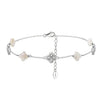 Silver Electroplated Four Leaf Clover Flower Double Layer Anklet For Women