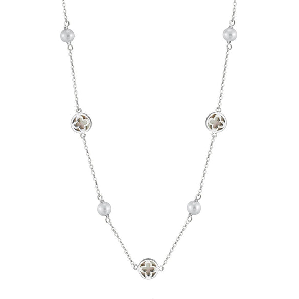 Silver Electroplated Four Leaf Clover Flower Double Layer Anklet For Women