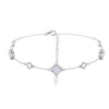 Silver Electroplated Four Leaf Clover Flower Double Layer Anklet For Women