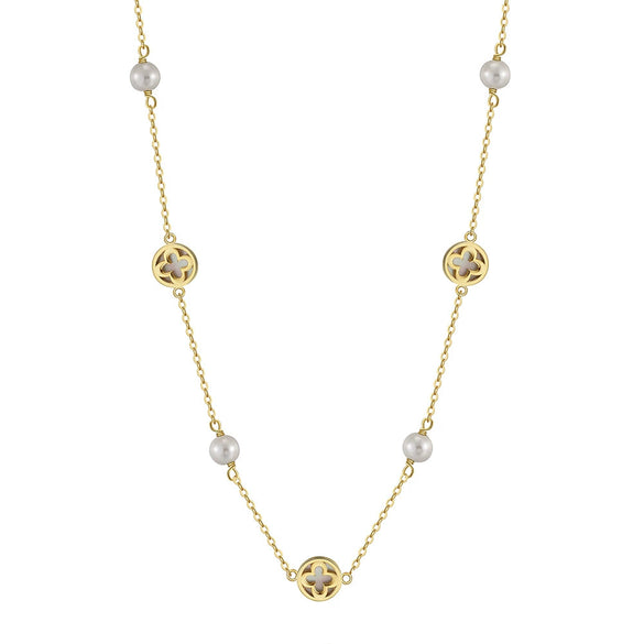 Silver Electroplated Four Leaf Clover Flower Double Layer Anklet For Women