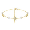Silver Electroplated Four Leaf Clover Flower Double Layer Anklet For Women