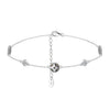 Silver Electroplated Four Leaf Clover Flower Double Layer Anklet For Women