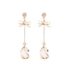 925 Silver Electroplated Geometric Cat's Eye Stone Bow Earrings For Women Wholesale
