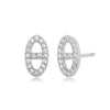 Silver Feminine Geometric Microinlay Pig Nose And H Letter Earrings For Girls