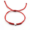 Silver Fivepointed Star Handwoven Red Rope Couple Bracelet Electroplated Metal Jewelry