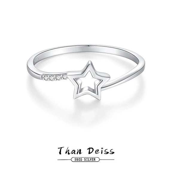 Silver Fivepointed Star Ring Women's Simple Design Electroplated