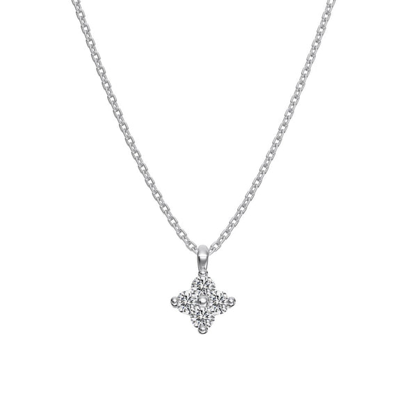925 Silver Flower Pendant Clavicle Chain Necklace For Women Electroplated