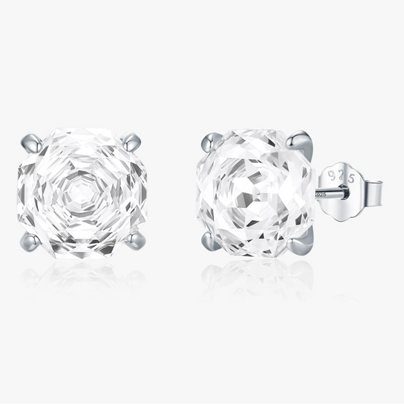 925 Silver Flower Shaped Rose Cut Flash Diamond Earrings For Women With Princess Style And Set With Diamonds Processing