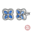 Silver Fourleaf Clover Rotatable Earrings Electroplated Geometric Style Jewelry