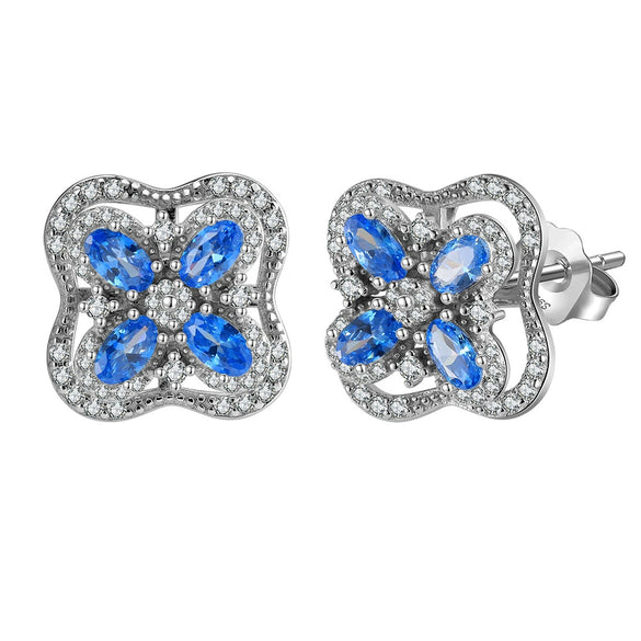 Silver Fourleaf Clover Rotatable Earrings Electroplated Geometric Style Jewelry