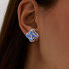 Silver Fourleaf Clover Rotatable Earrings Electroplated Geometric Style Jewelry