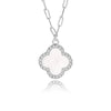 Silver Fourleaf Clover Women's Necklace Geometric Design Cross Chain