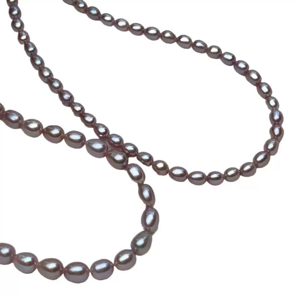 Silver Freshwater Pearl Necklace Light Luxury Niche Design With Rice And Water Drop Shape For Women