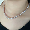 Silver Freshwater Pearl Necklace Light Luxury Niche Design With Rice And Water Drop Shape For Women