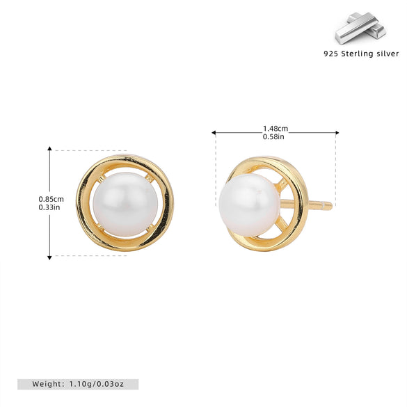Silver Freshwater Pearl Pendant Clavicle Chain And Earrings For Women Electroplating Princess Style