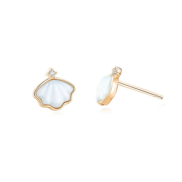 Silver 925 Fritillaria Shaped Women's High End Natural Style Earrings With Electroplating
