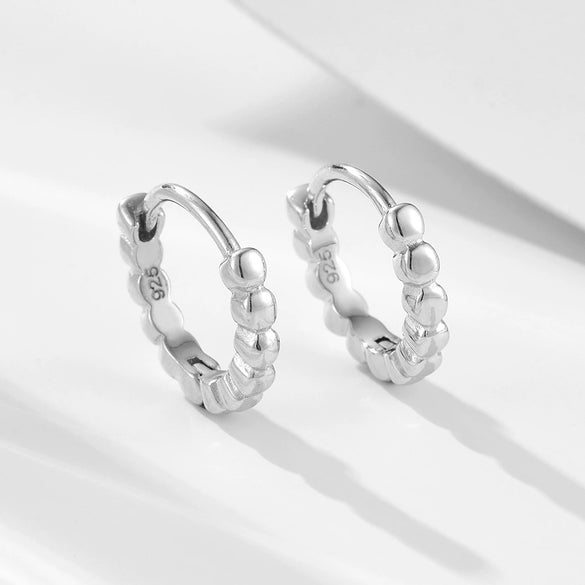 Silver Geometric Circle Earrings For Women French Retro Style Diamond Treated