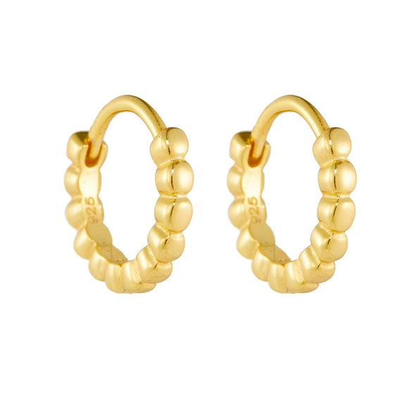 Silver Geometric Circle Earrings For Women French Retro Style Diamond Treated