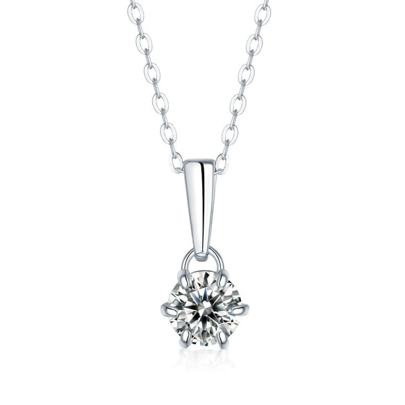 Silver Geometric Clavicle Chain With Moissanite Inlay Pendant