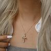Silver Geometric Crown Cross Clavicle Necklace For Women With Electroplating