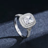 Silver 925 Geometric Diamond Charm Ring Women's Jewelry