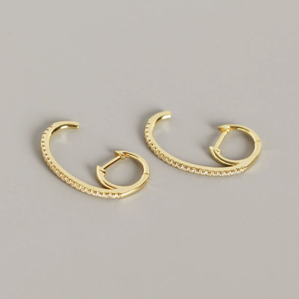 Silver Geometric Electroplated Hanging Ear Buckle And Stud Earrings