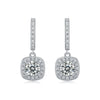 Silver 925 Geometric Long Square Moissanite Inlay Women's Earrings Retro Elegant Style