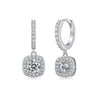 Silver 925 Geometric Long Square Moissanite Inlay Women's Earrings Retro Elegant Style
