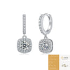 Silver 925 Geometric Long Square Moissanite Inlay Women's Earrings Retro Elegant Style