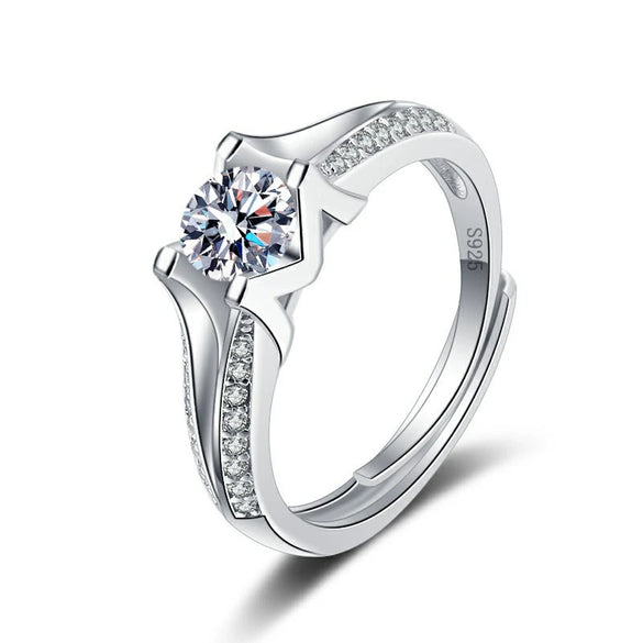 Silver Geometric M Letter Open Ring For Women With Electroplating Treatment