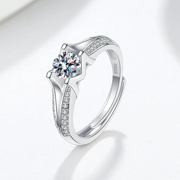 Silver Geometric M Letter Open Ring For Women With Electroplating Treatment