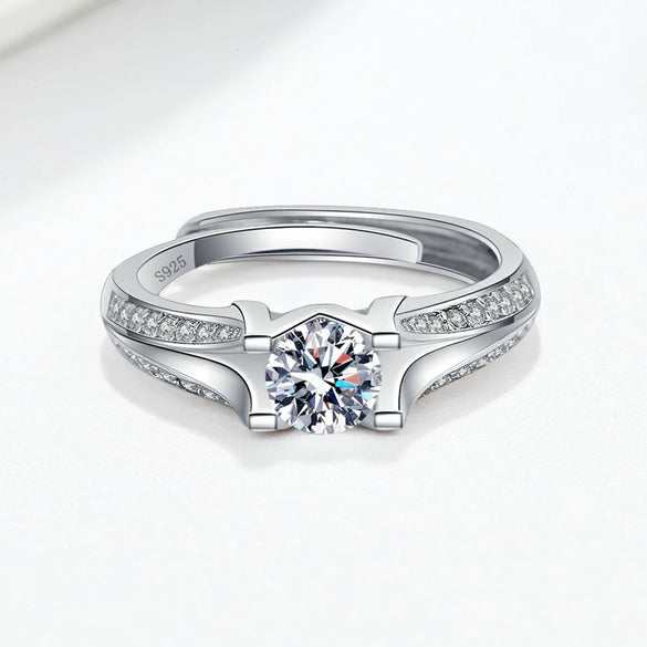 Silver Geometric M Letter Open Ring For Women With Electroplating Treatment