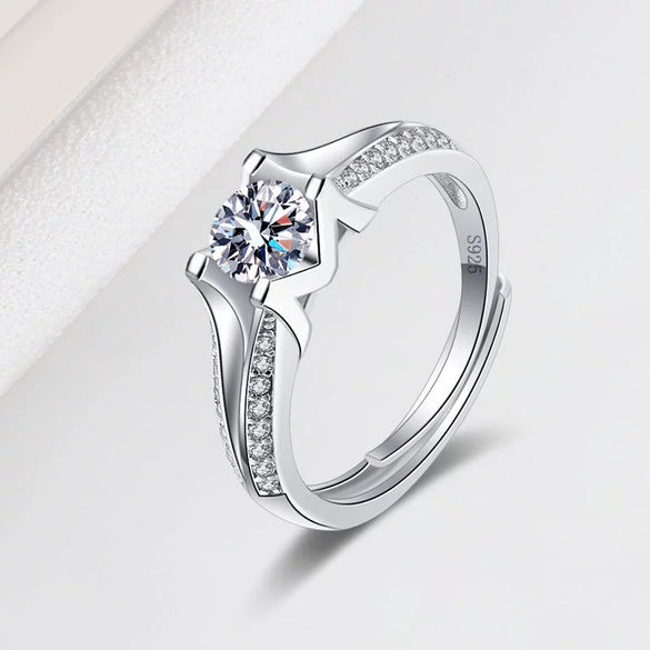 Silver Geometric M Letter Open Ring For Women With Electroplating Treatment