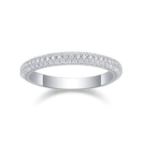 925 Silver Geometric Moissanite Ring Set With Diamonds For Women