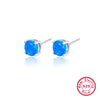 925 Silver Geometric Opal Earrings With Four Claws Electroplated For Women And Men