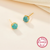 925 Silver Geometric Opal Earrings With Four Claws Electroplated For Women And Men