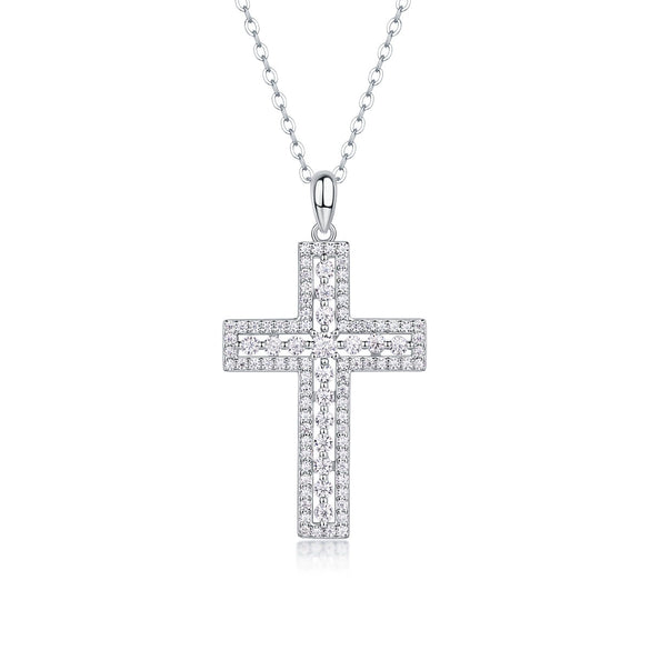 Silver Geometric Pendant Necklace Set With Diamonds