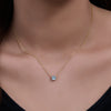 Silver Geometric Round Natural Topaz Pendant Necklace Cross Chain
