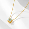 Silver Geometric Round Natural Topaz Pendant Necklace Cross Chain