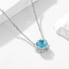Silver Geometric Round Natural Topaz Pendant Necklace Cross Chain