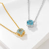 Silver Geometric Round Natural Topaz Pendant Necklace Cross Chain