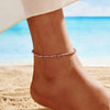 Silver Geometric Simple Style Women's Anklet With S925 Gold Beads And Purple Mica Double Chain