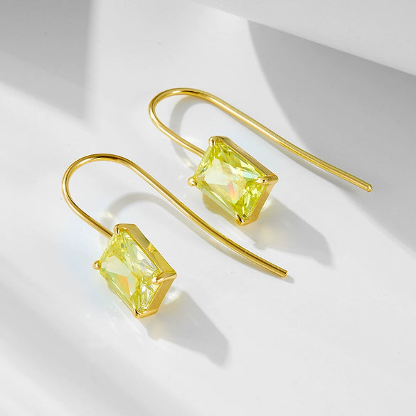 Silver Geometric Square Zircon Earrings For Women