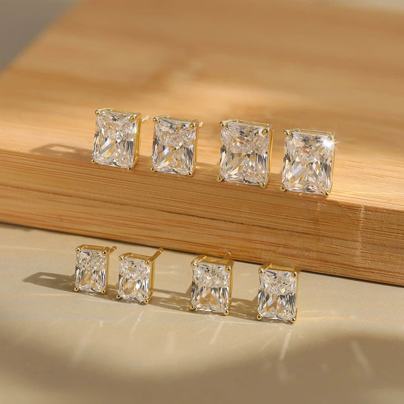 Silver Geometric Stud Earrings Electroplated For Men And Women